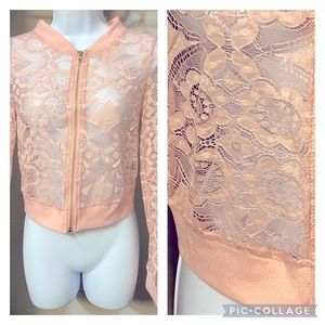 SHEIN ‼️ Sheer Lace Bomber Jacket